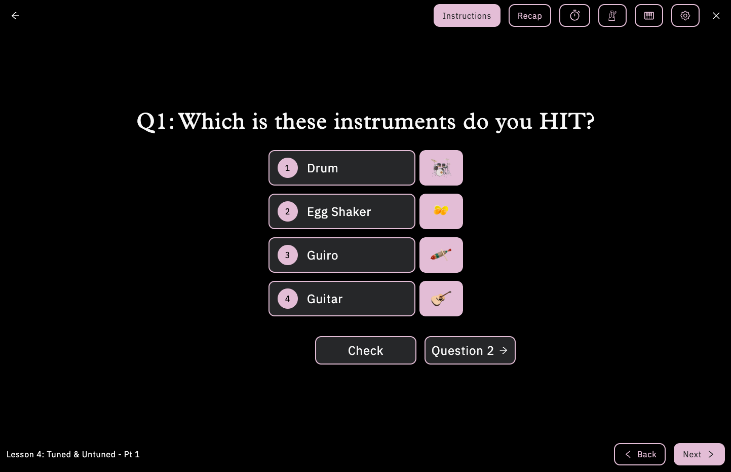 Multiple choice activity after redesign with clear feedback